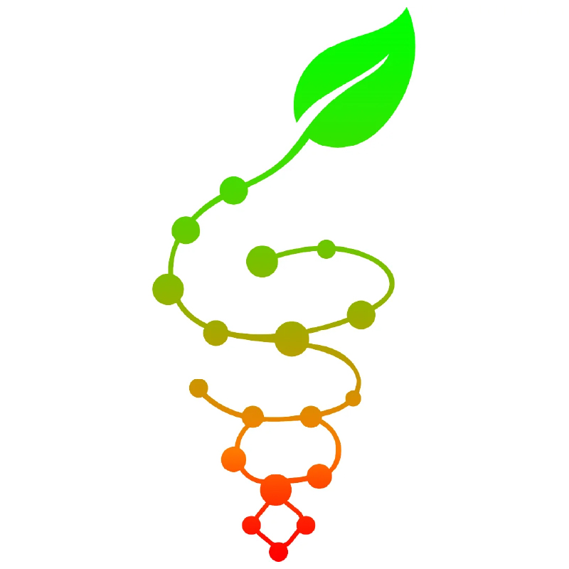 Minimalist leaf and molecule design logo representing graphic design for small businesses.