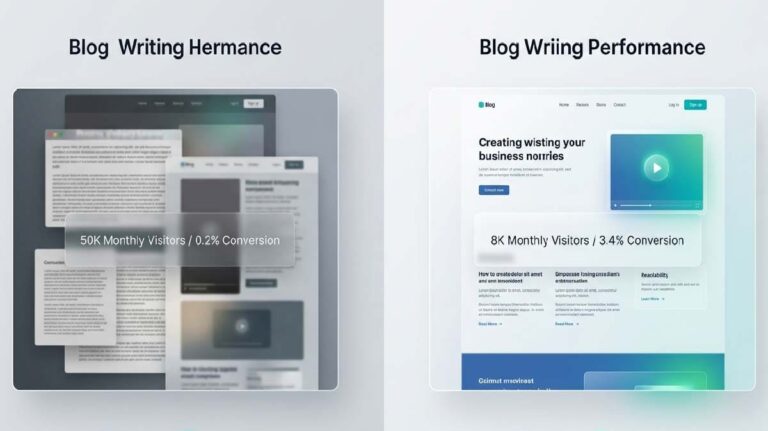 Comparison of cluttered website with high traffic low conversion vs clean website with lower traffic higher conversion