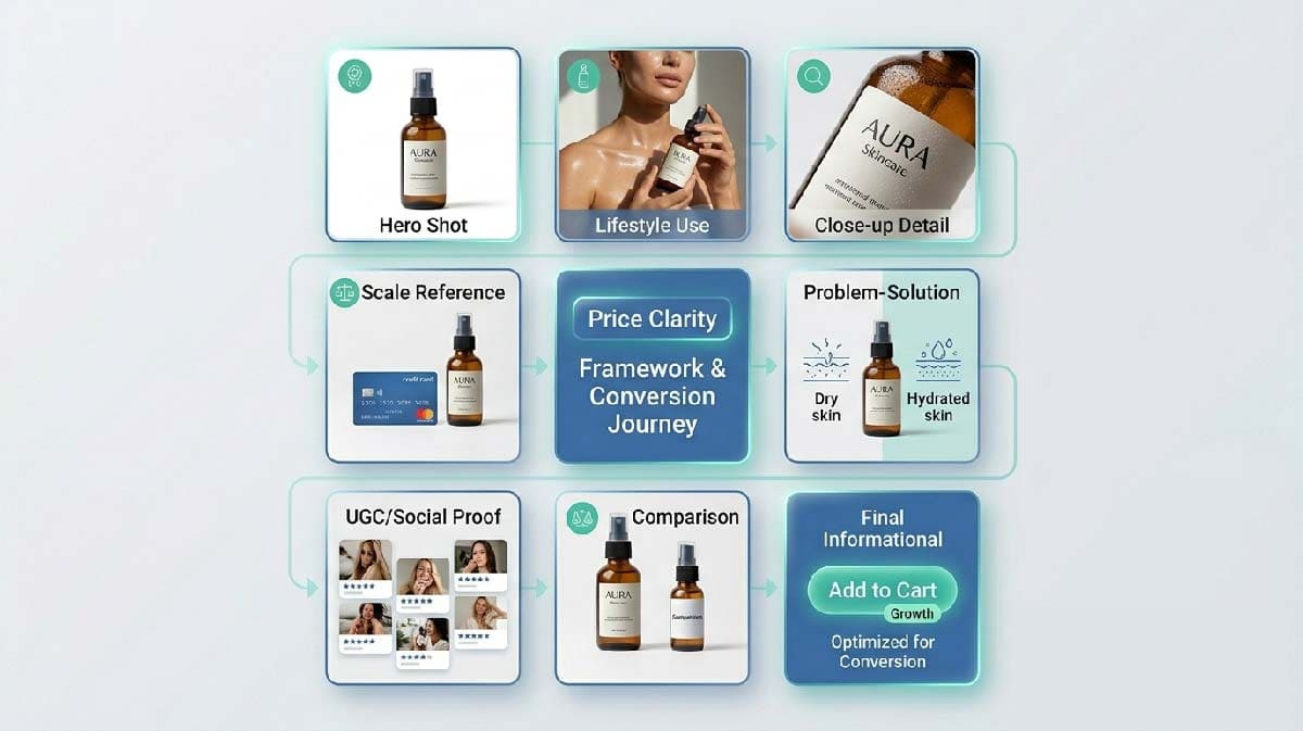 7 types of product photos that improve e-commerce conversions including lifestyle, scale, UGC, and comparison images