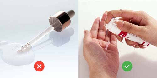 Beauty Cosmetics Blog content showing dropper bottle vs pump packaging for vitamin C serum stability