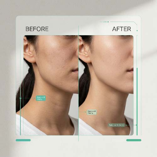Beauty Cosmetics Emailing Campaign showing before and after skincare results with improved skin tone and clarity