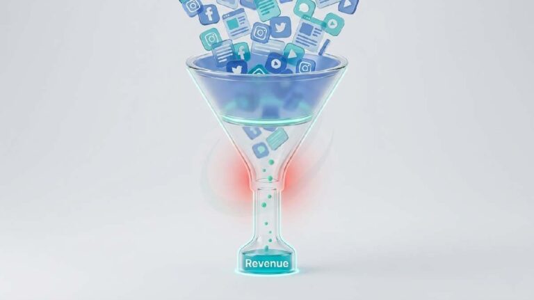 D2C Content Strategy for Revenue showing content funnel drop from high reach to low conversions